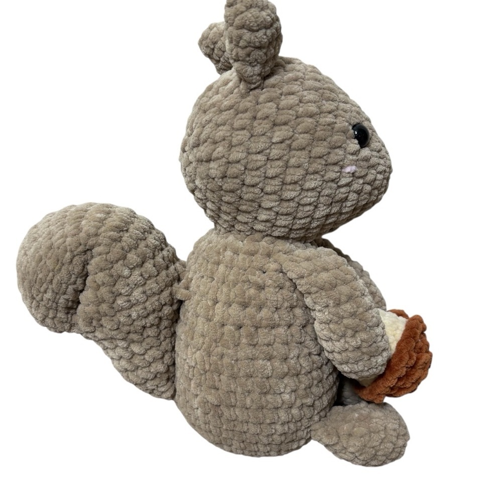 Handmade Crochet Squirrel 12” Stuffed Animal Plush Toy Brown Tan Soft Cute Baby - Picture 3 of 5